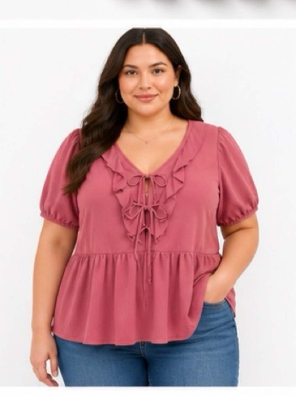 Lane Bryant Pink Ruffle Peplum Top 💕